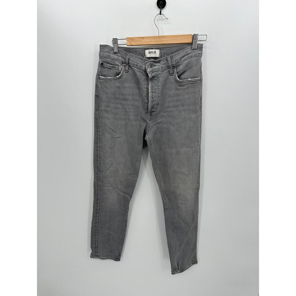 Agolde‎ Nicole High Rise Slim Jeans Size 27 Ankle Cropped Button Fly Gray Wash